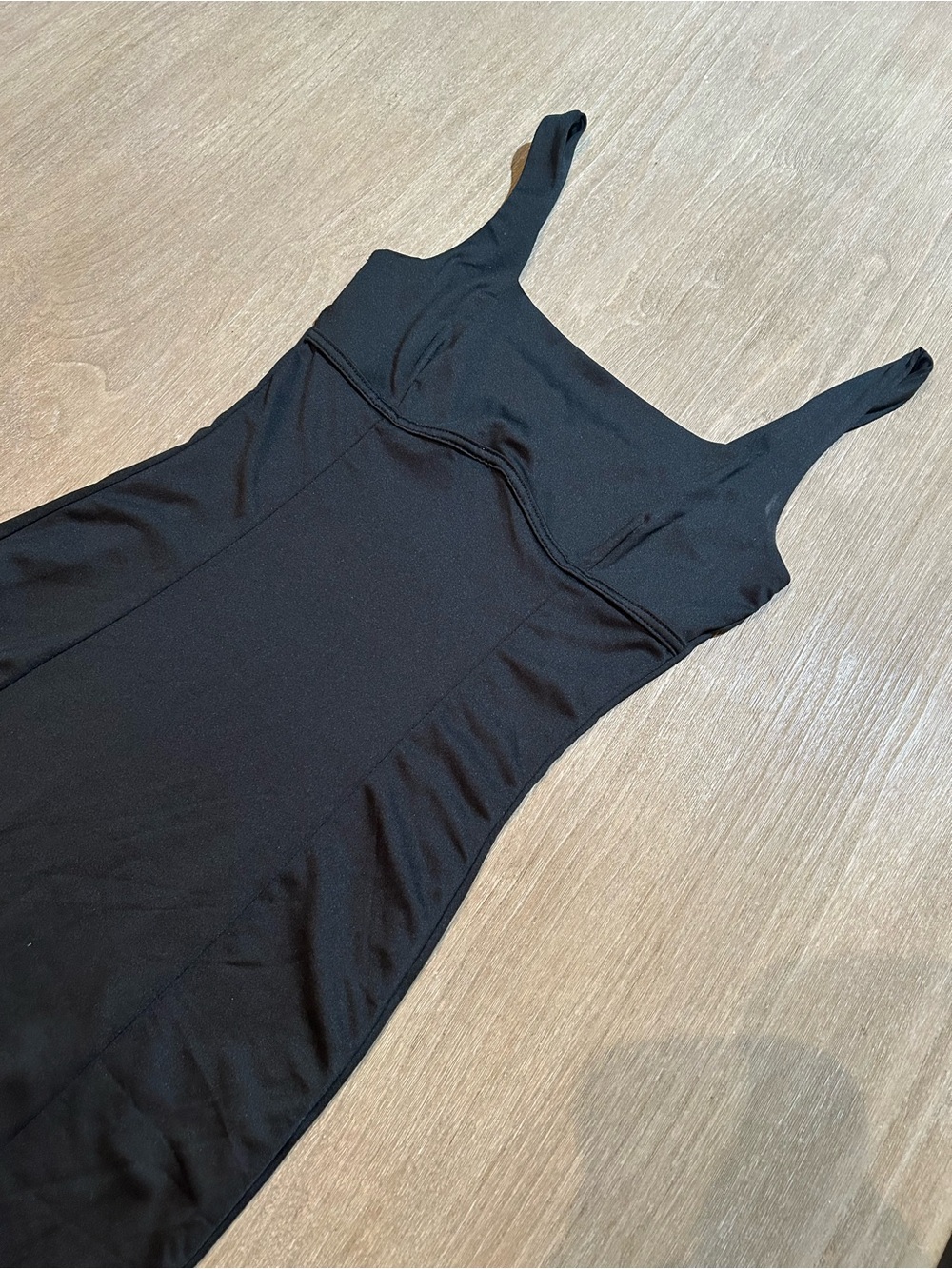 Gaze Black Square-Neck Bodycon Midi Dress - Size XS